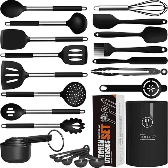 NEW Large Silicone Cooking Utensils Set - Heat Resistant Kitchen Utensils Sets - Picture 2 of 10